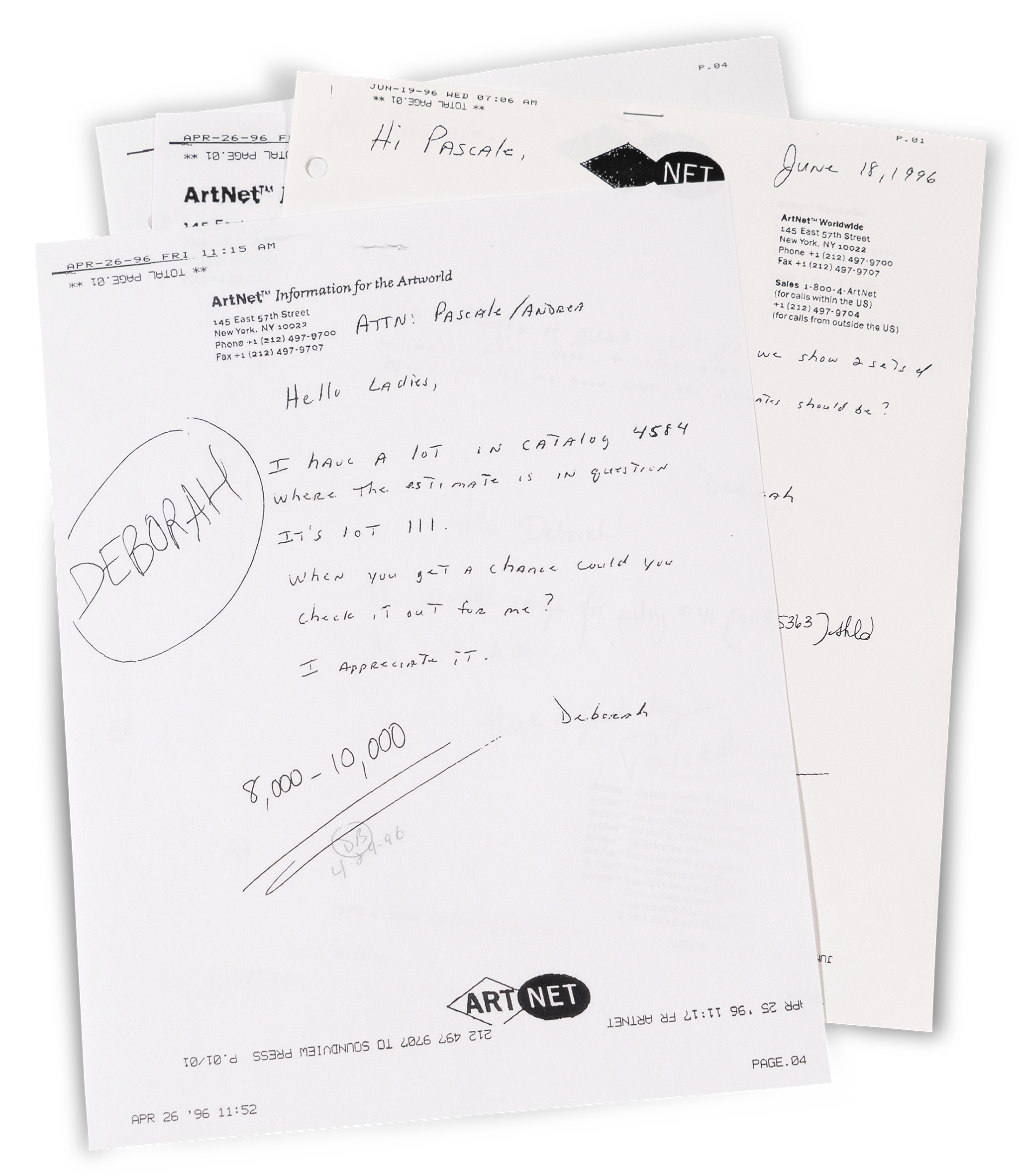Artnet faxes.